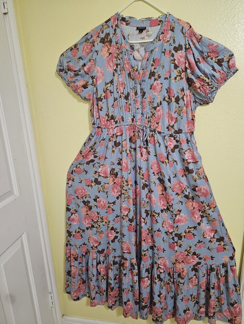 torrid Blue Dress with Pink Floral Print